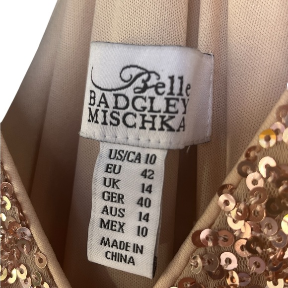 Belle Badgley Mischka Gold Wrap Spaghetti Strap Gown Sz 10 - Picture 7 of 12